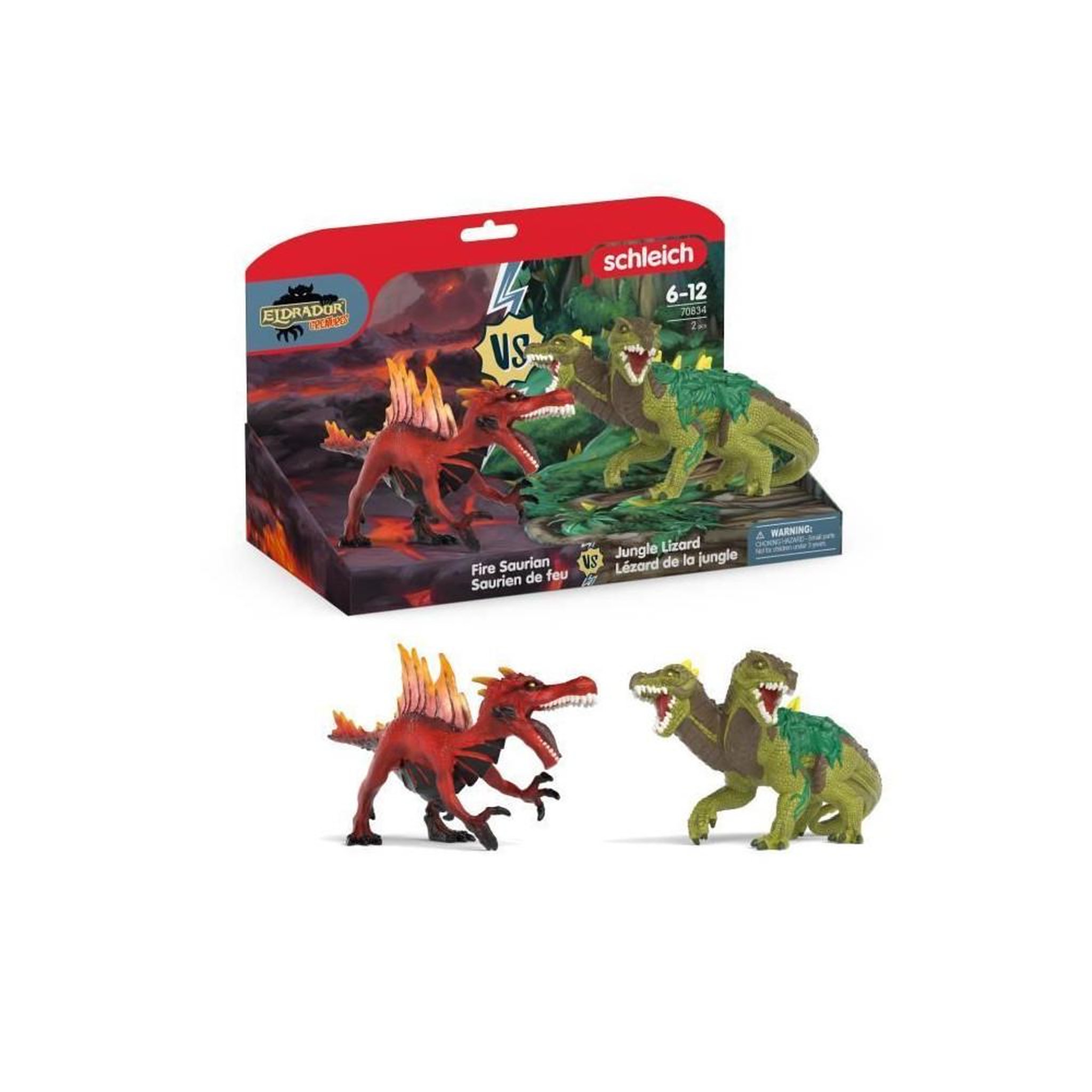 Schleich Figurine Saurien de feu vs Lézard de la jungle, Schleich 70834 Gamme Eldrador Creatures