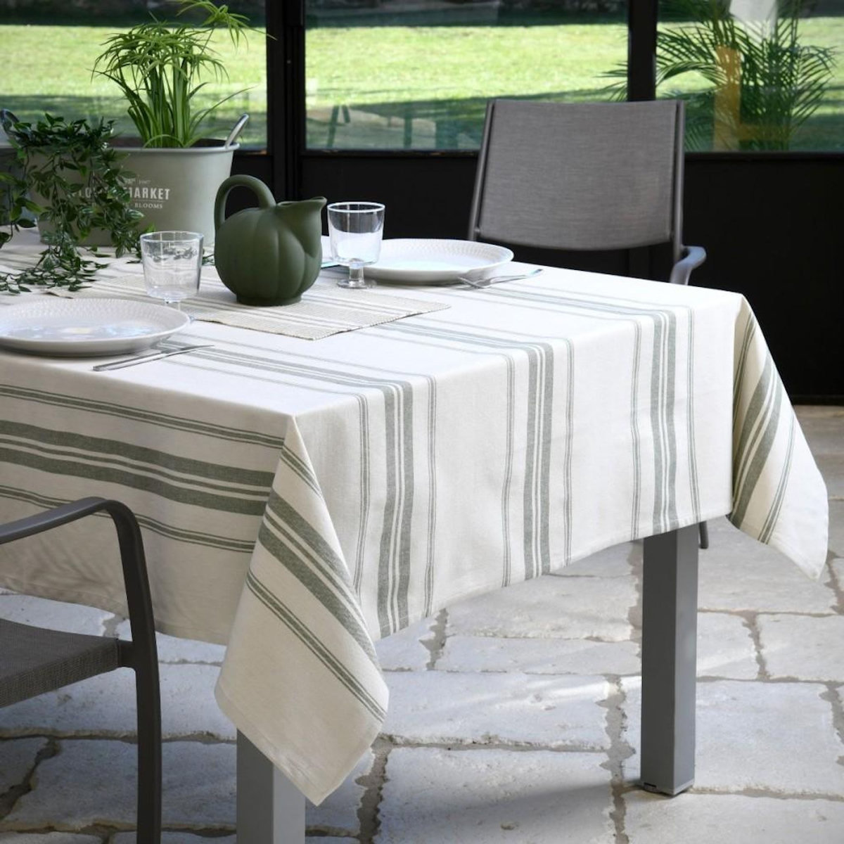 Lovely Casa Nappe rectangulaire 140x240 en coton coloris naturel