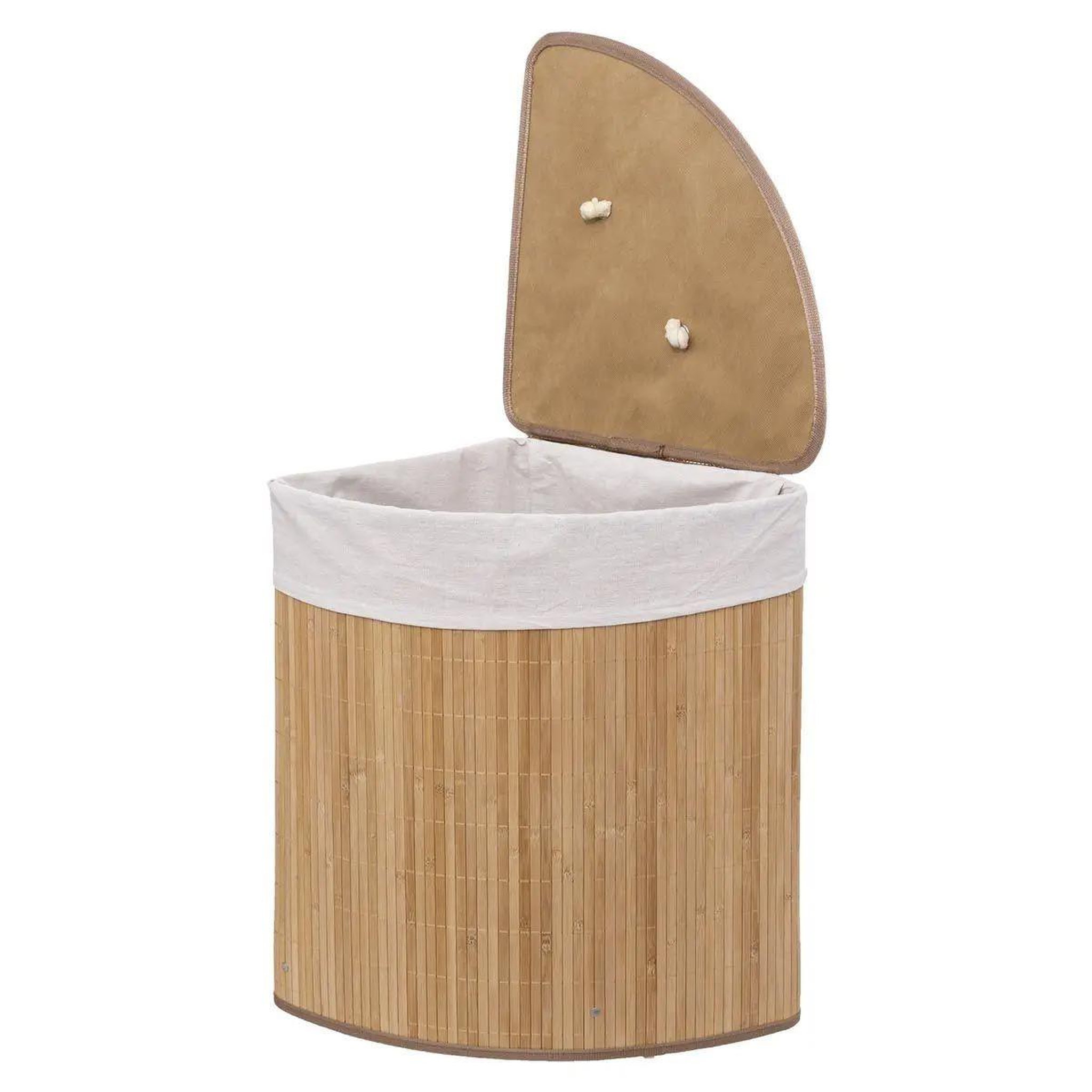 Voir la diapositive 2 : FIVE Panier à linge d'angle  bambou  48l naturel