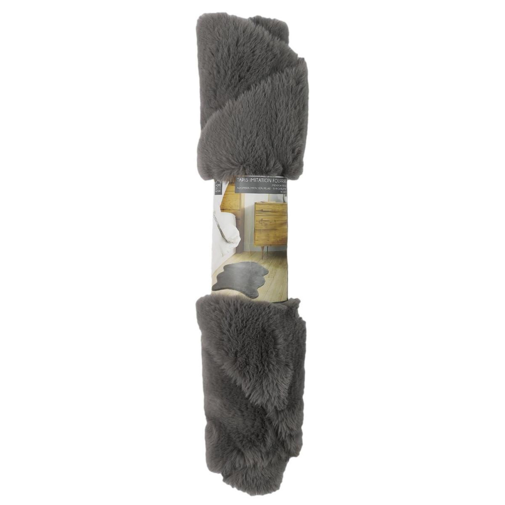 Voir la diapositive 4 : The Home Deco Factory Tapis imitation fourrure  kazan  60x90cm gris