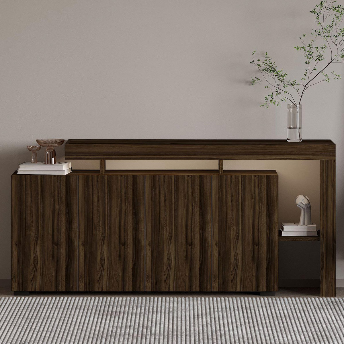 Habitat et Jardin Buffet en bois  Beliz  - 170 x 35 x 80 cm - Noyer
