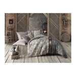 GENERIQUE Parure de lit - 1 housse de couette 220 x 240 cm + 2 taies d'oreiller 60 x 60 cm - 65% coton, 35% polyester - Gris