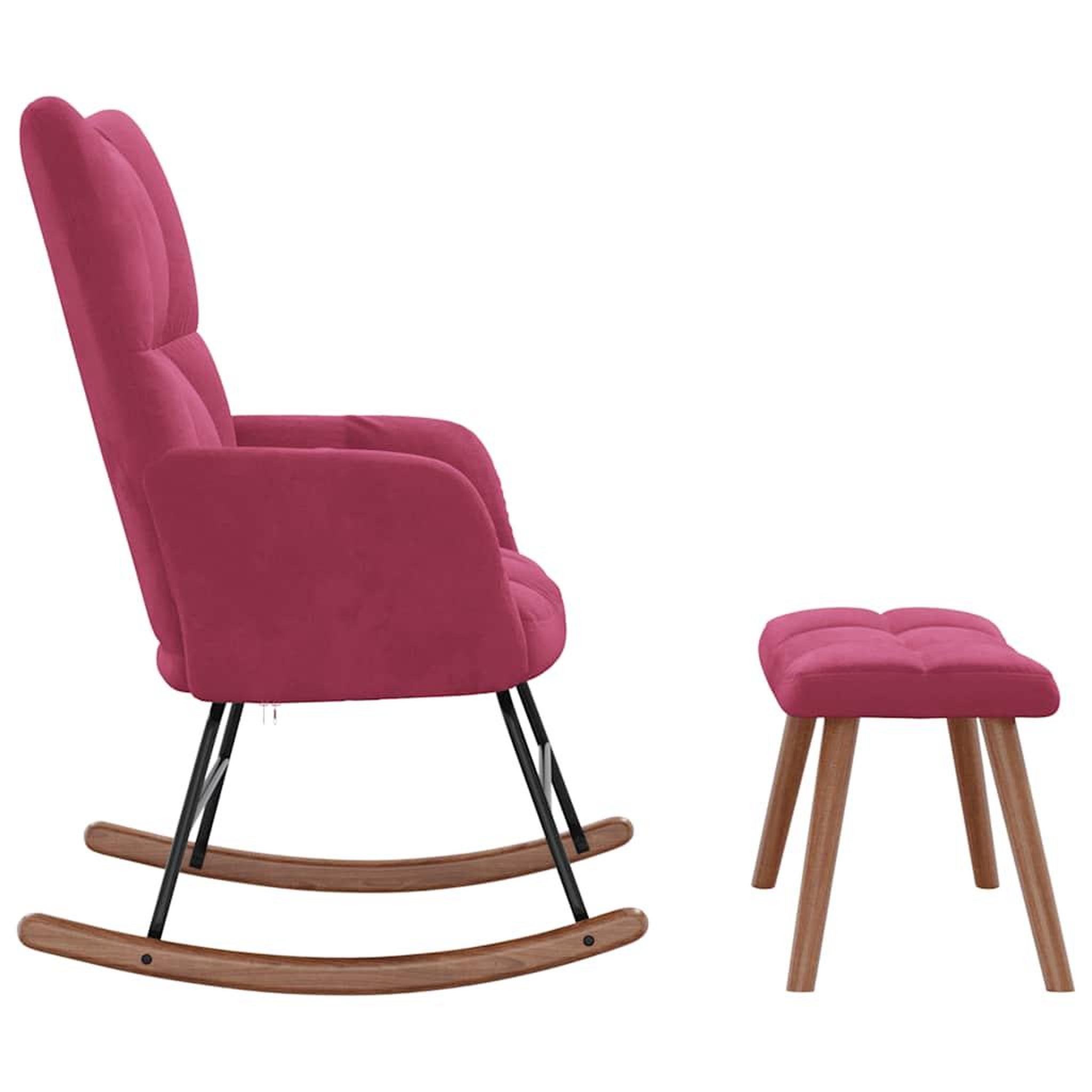 Voir la diapositive 4 : VIDAXL Chaise a bascule avec repose-pied Rouge bordeaux Velours