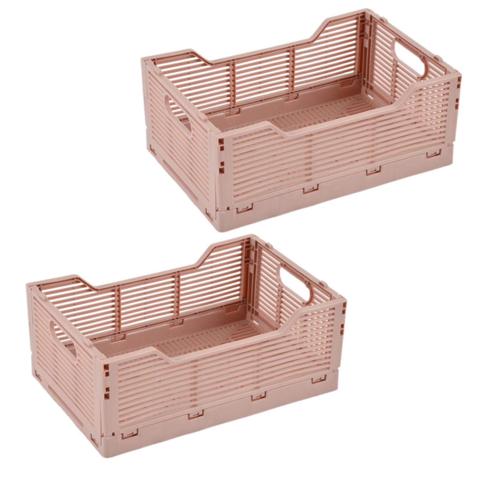 TOILINUX Lot de 2 cagettes pliables foldy. Coloris disponibles : Vert, Beige, Rouge, Jaune