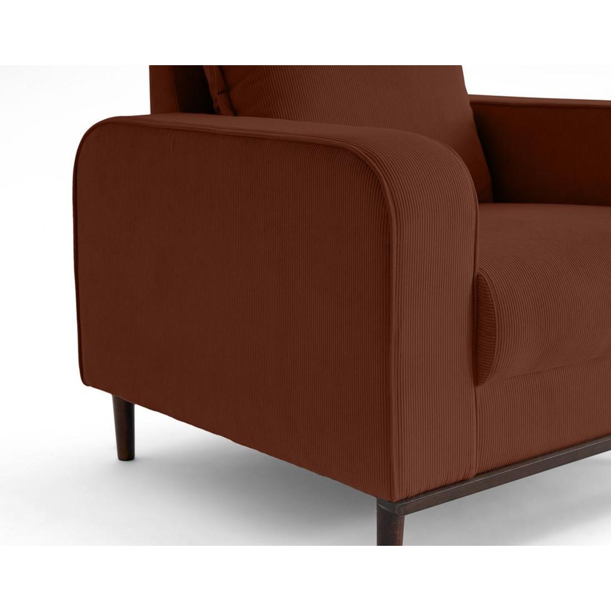 LISA DESIGN Albane - fauteuil en velours côtelé pieds bois foncé