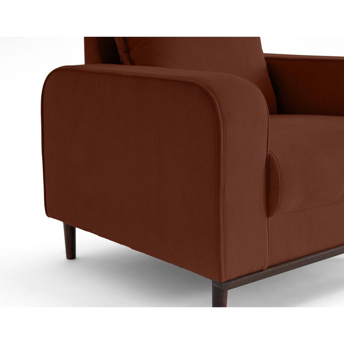 LISA DESIGN Albane - fauteuil en velours côtelé pieds bois foncé