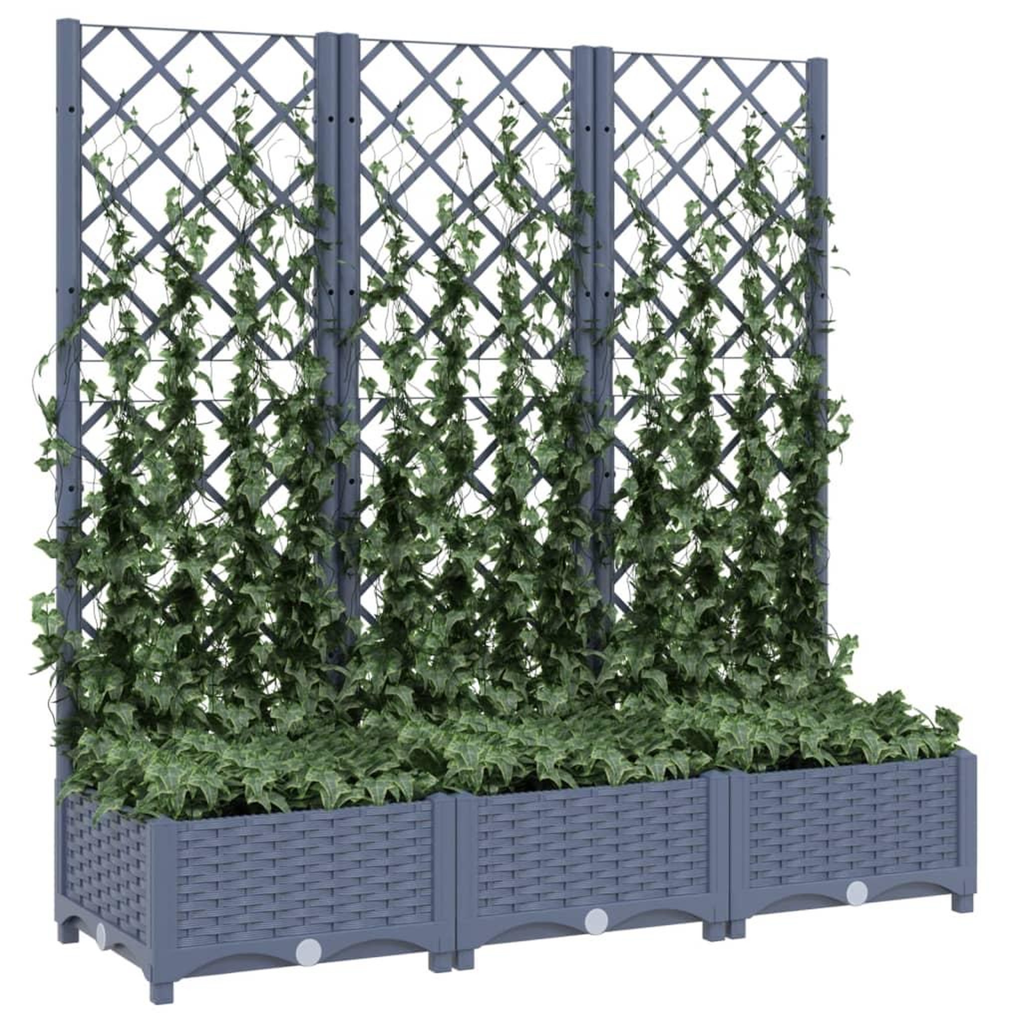 Voir la diapositive 3 : VIDAXL Jardiniere avec treillis bleu gris 120x40x121,5 cm PP