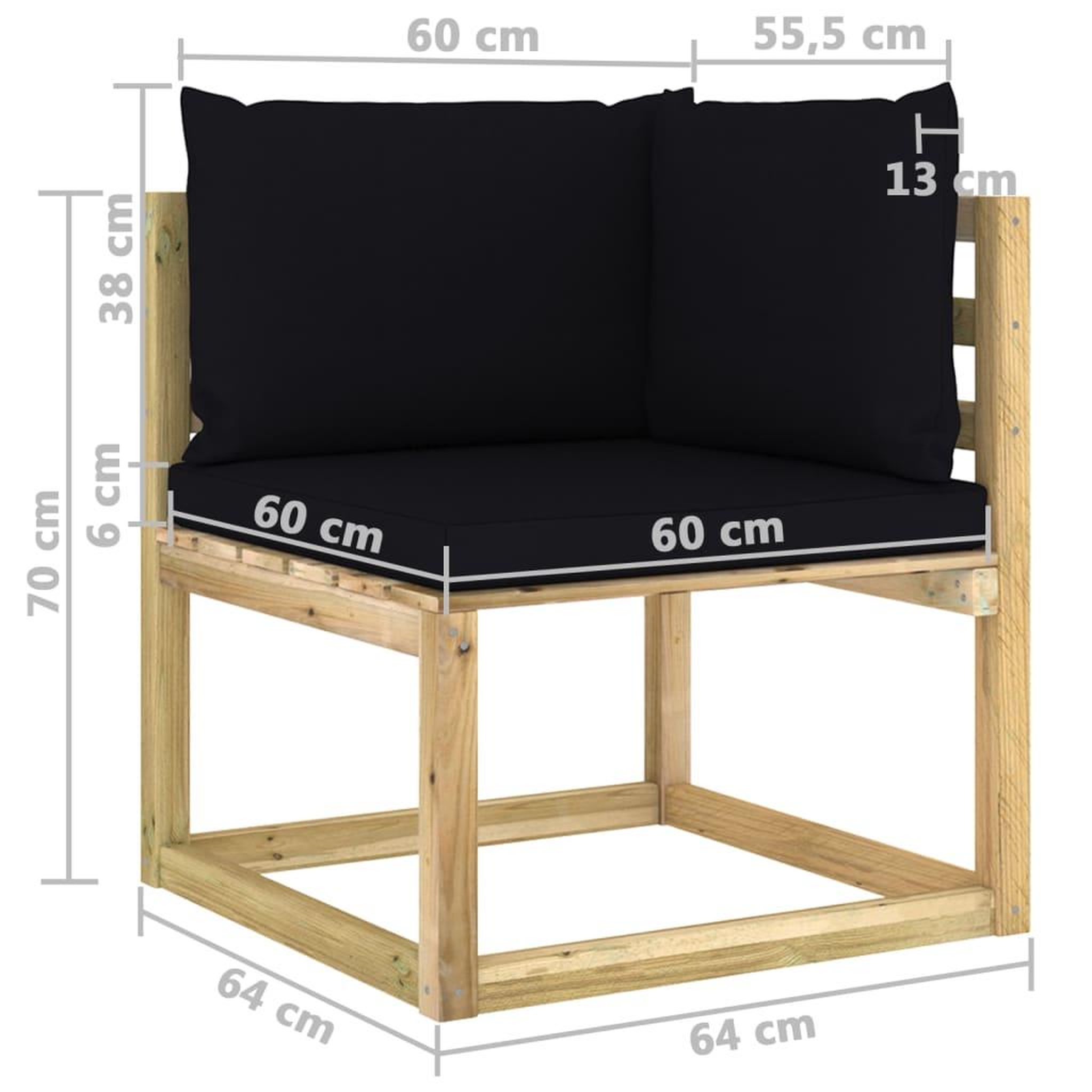 Voir la diapositive 6 : VIDAXL Canape d'angle de jardin avec coussins Bois impregne de vert