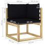Voir la diapositive 6 : VIDAXL Canape d'angle de jardin avec coussins Bois impregne de vert