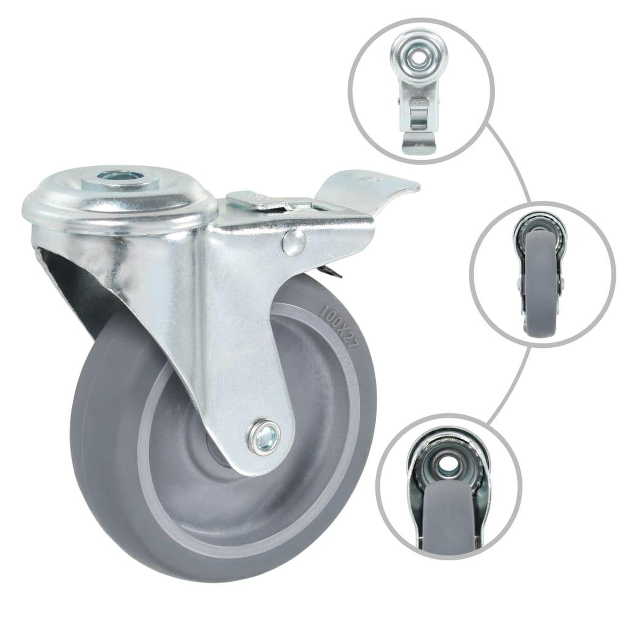 Voir la diapositive 2 : VIDAXL 24 pcs Roulettes pivotantes a trou de boulon 100 mm