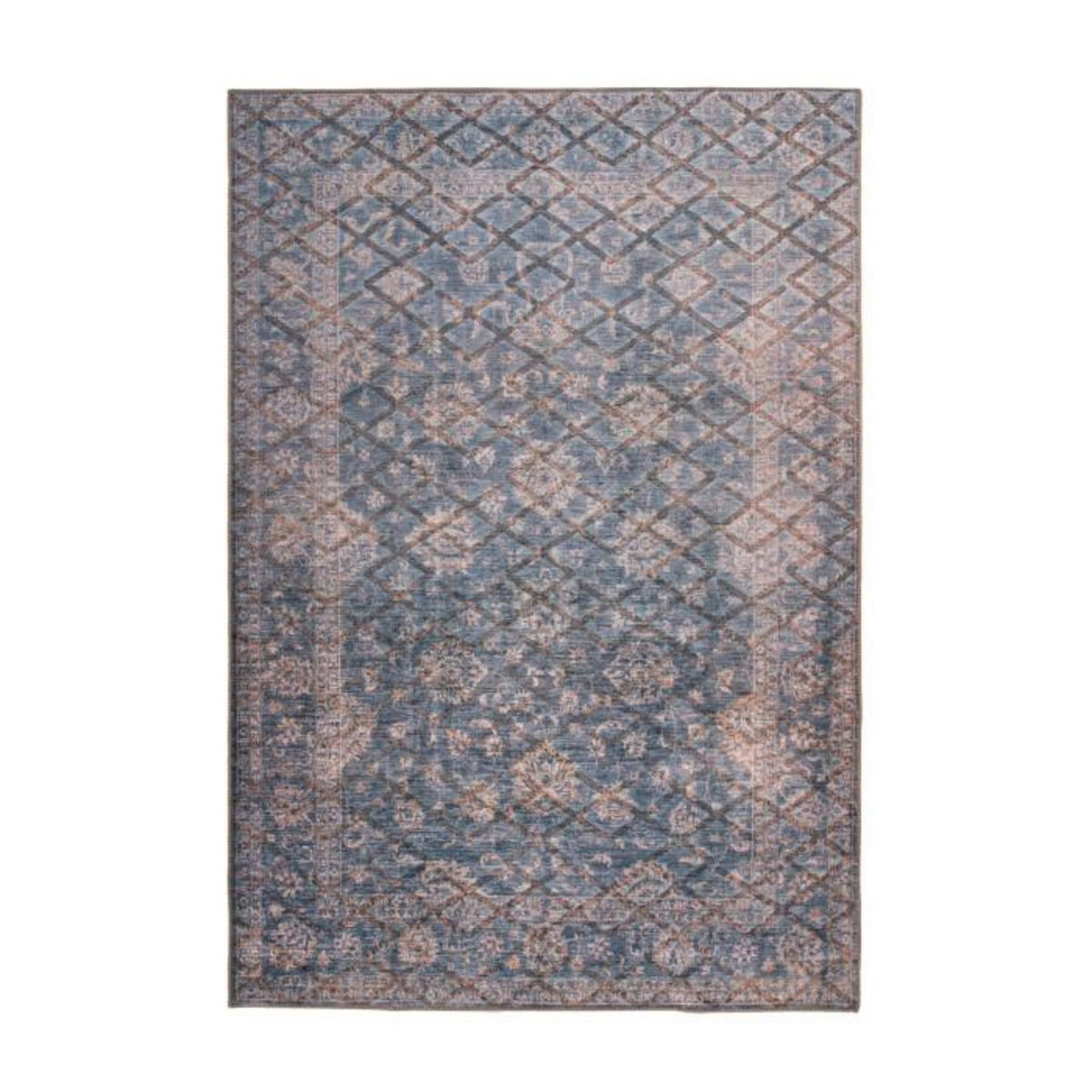 Paris Prix Tapis Tissé à Poils Courts  Antique  Bleu & Or