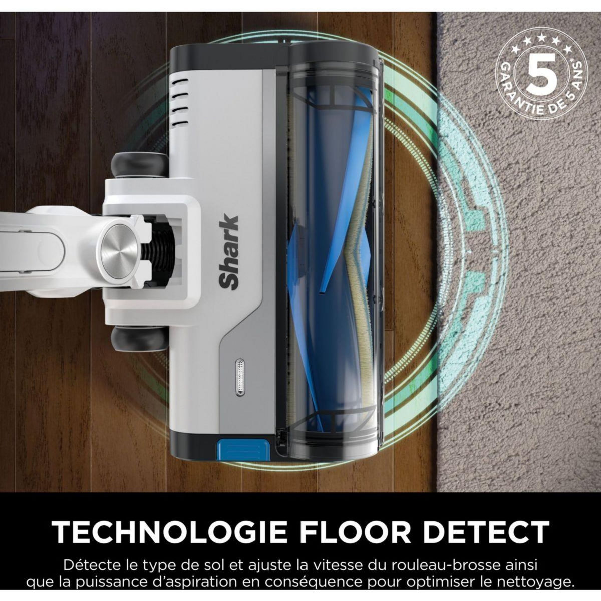 Shark Aspirateur balai IZ380EUT PowerPro Pet avec brosse motorisée pour poils d'animaux