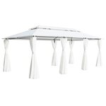VIDAXL Belvedere avec rideaux 600x298x270 cm Blanc 180 g/m^2