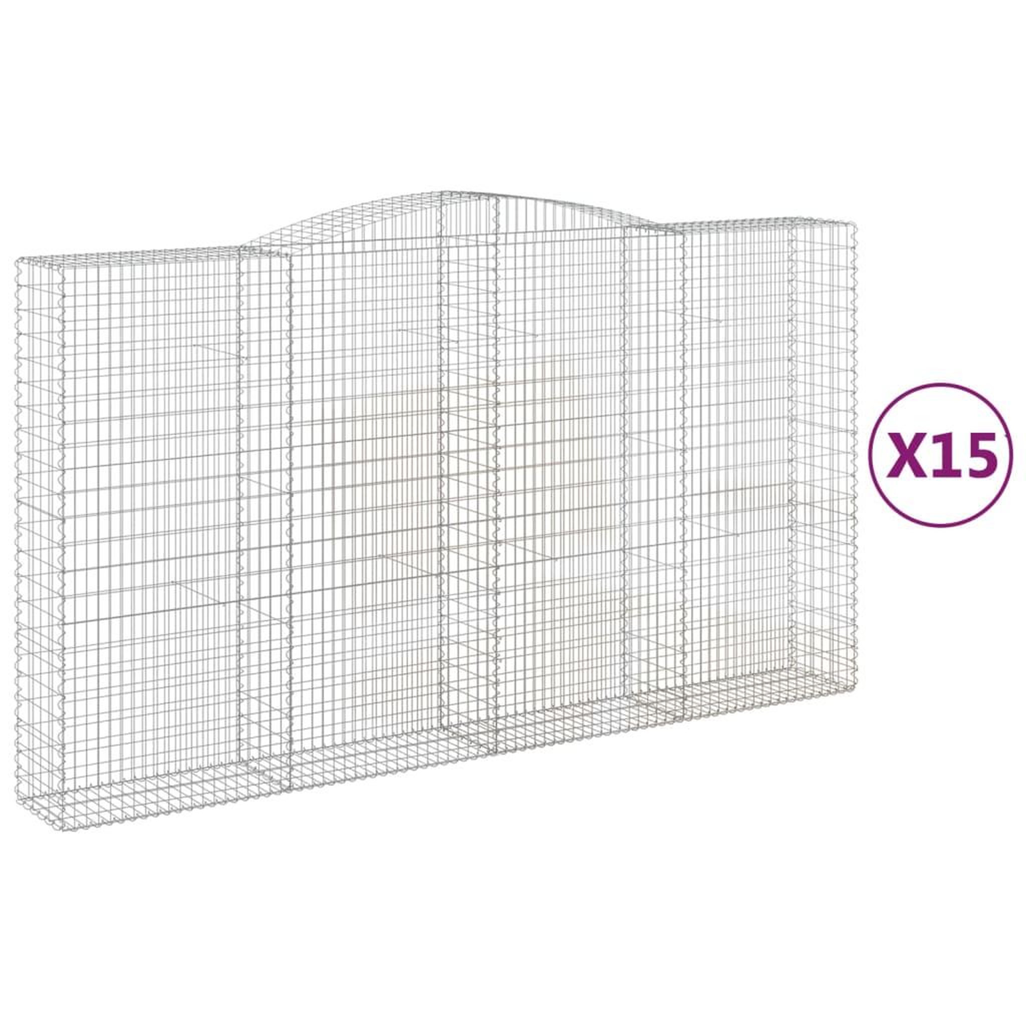 Voir la diapositive 2 : VIDAXL Paniers a gabions arques 15 pcs 400x50x220/240 cm Fer galvanise
