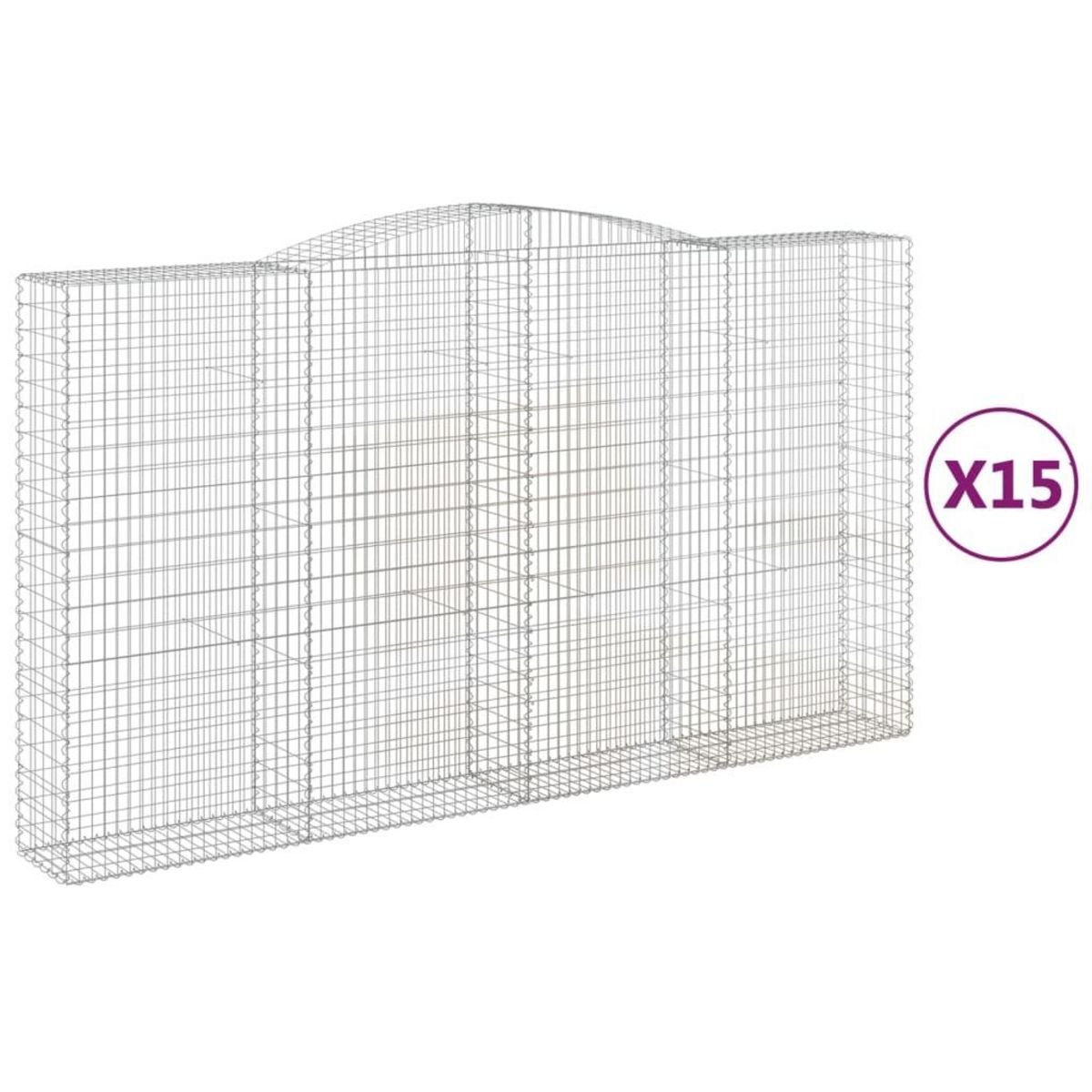 VIDAXL Paniers a gabions arques 15 pcs 400x50x220/240 cm Fer galvanise