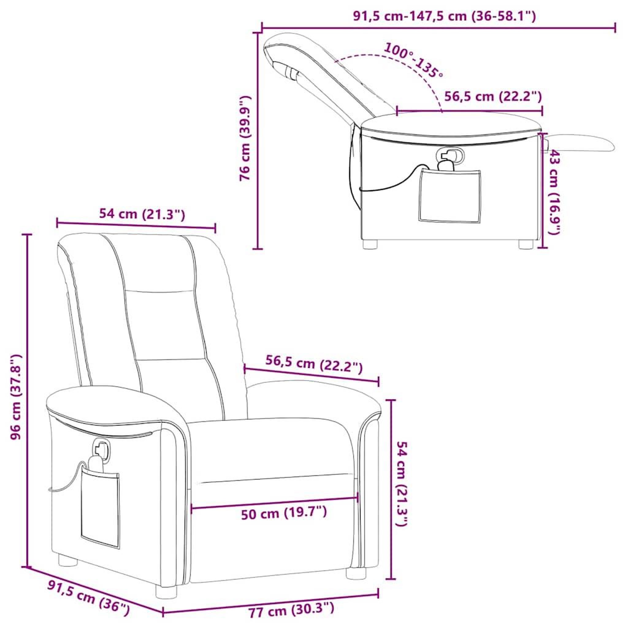 Voir la diapositive 6 : VIDAXL Fauteuil de massage inclinable Marron fonce Tissu