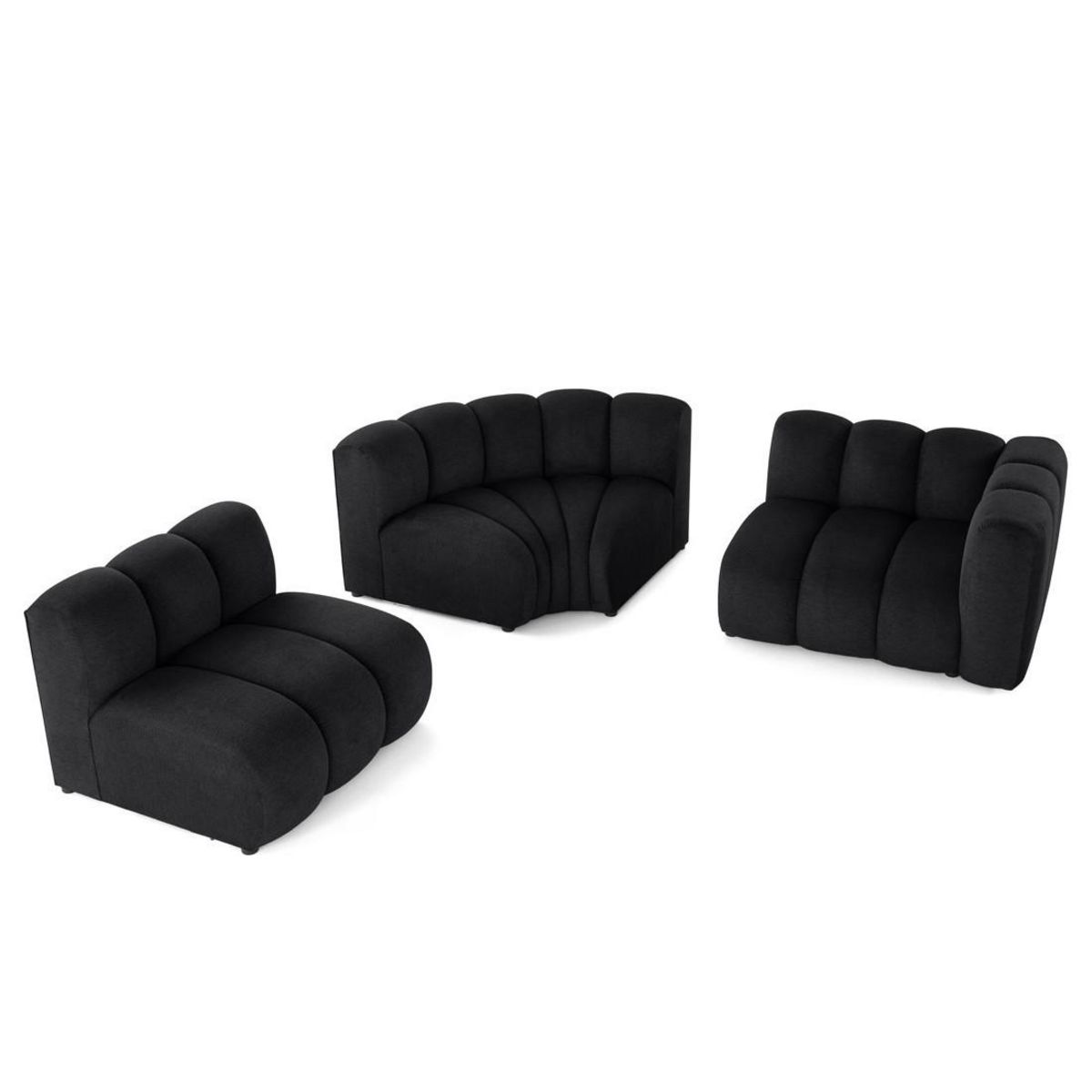 LISA DESIGN Debbie - canapé modulable d'angle gauche 4 places avec accoudoir en tissu texturé