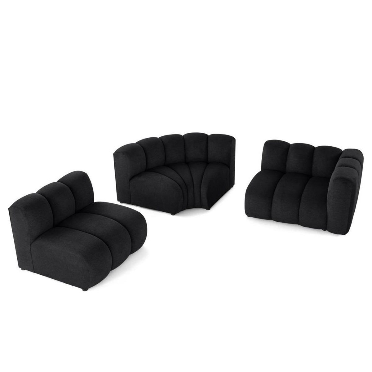 LISA DESIGN Debbie - canapé modulable d'angle gauche 4 places avec accoudoir en tissu texturé