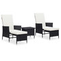 Voir la diapositive 1 : VIDAXL Salon de jardin 3 pcs avec coussins Resine tressee Noir