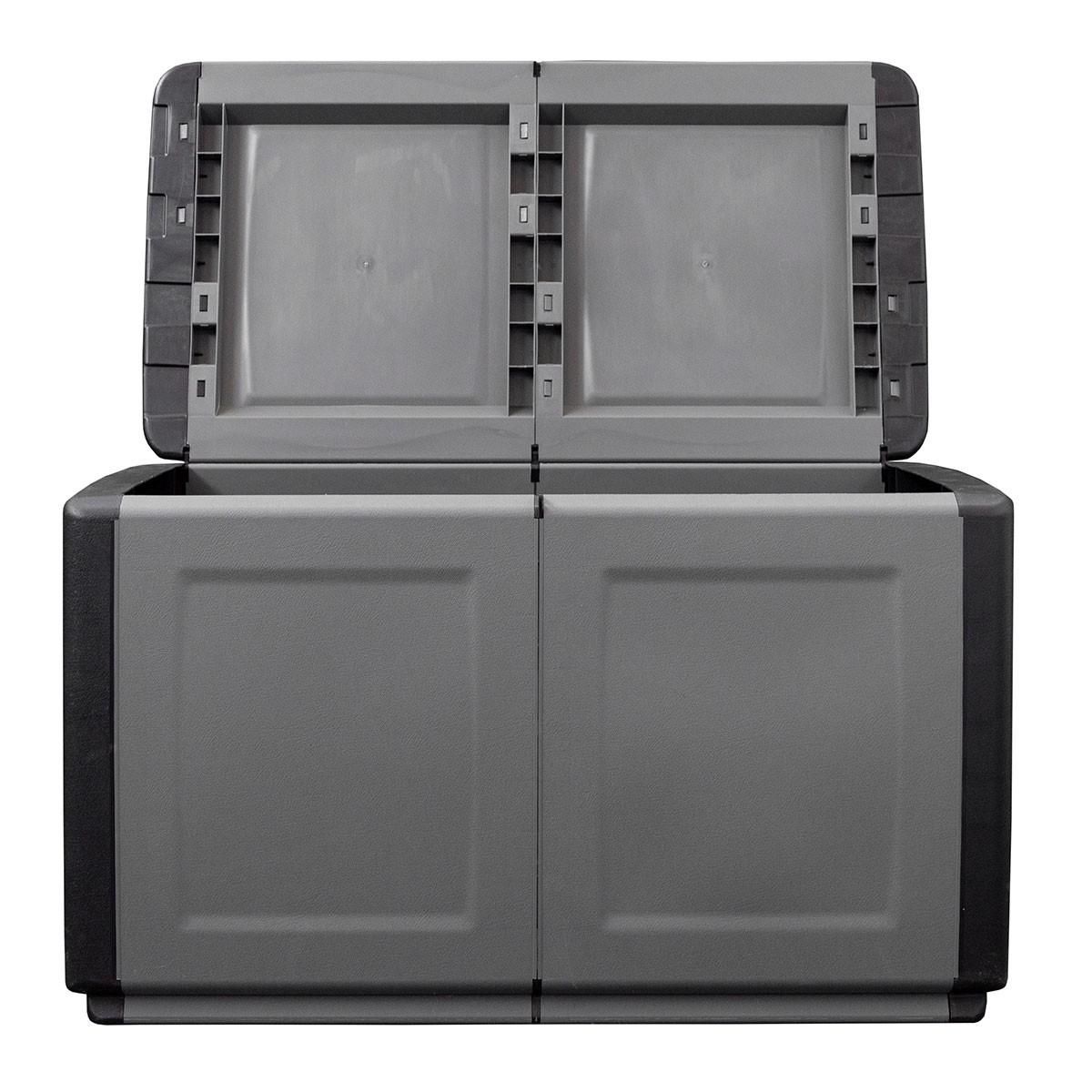 INTEC Coffre de rangement 230L Coffre de Jardin Gris/Noir 96 x 53 x H57cm Poignées de transport polypropylène INTEC