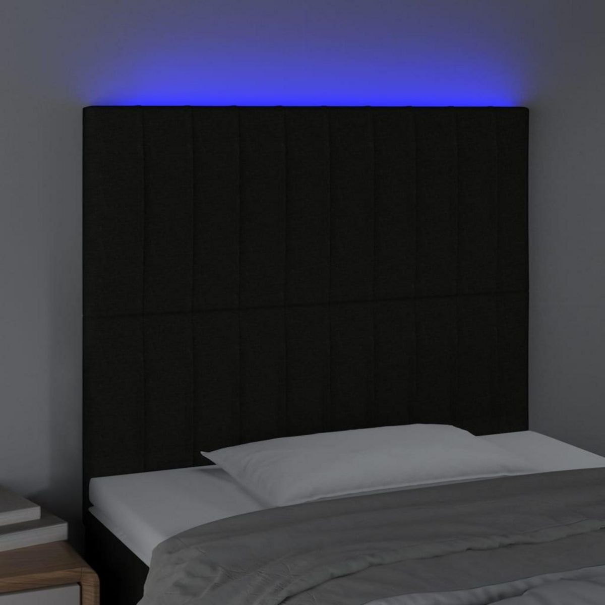 VIDAXL Tete de lit a LED Noir 100x5x118/128 cm Tissu