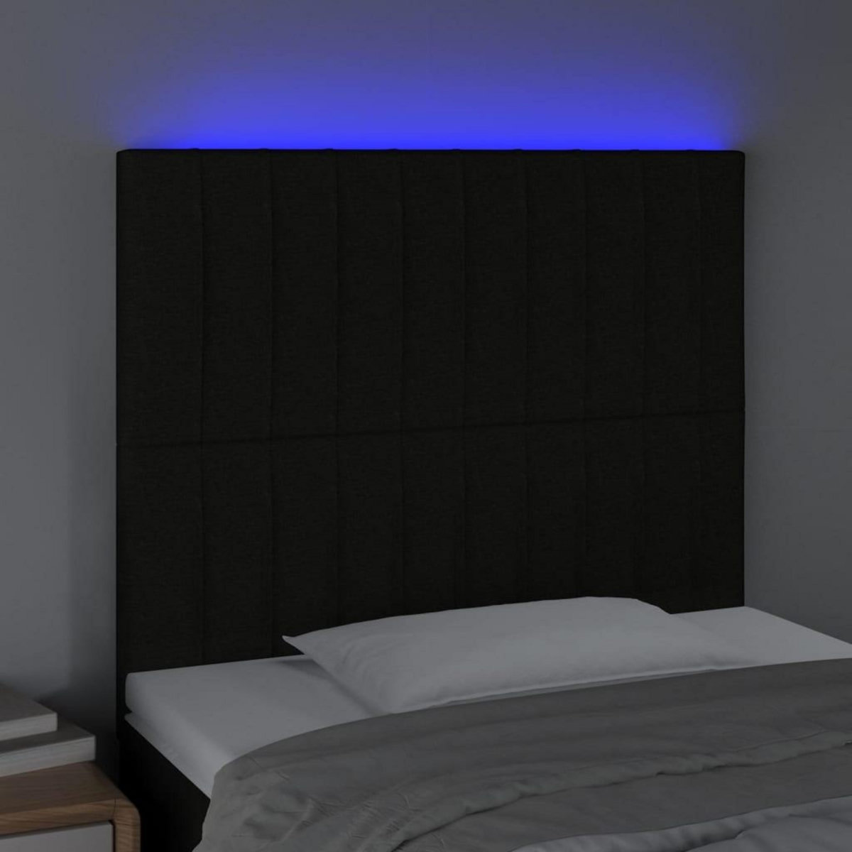 VIDAXL Tete de lit a LED Noir 100x5x118/128 cm Tissu