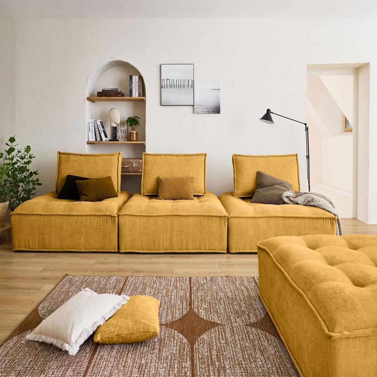 LISA DESIGN Marisol - pouf modulable - velours texturé