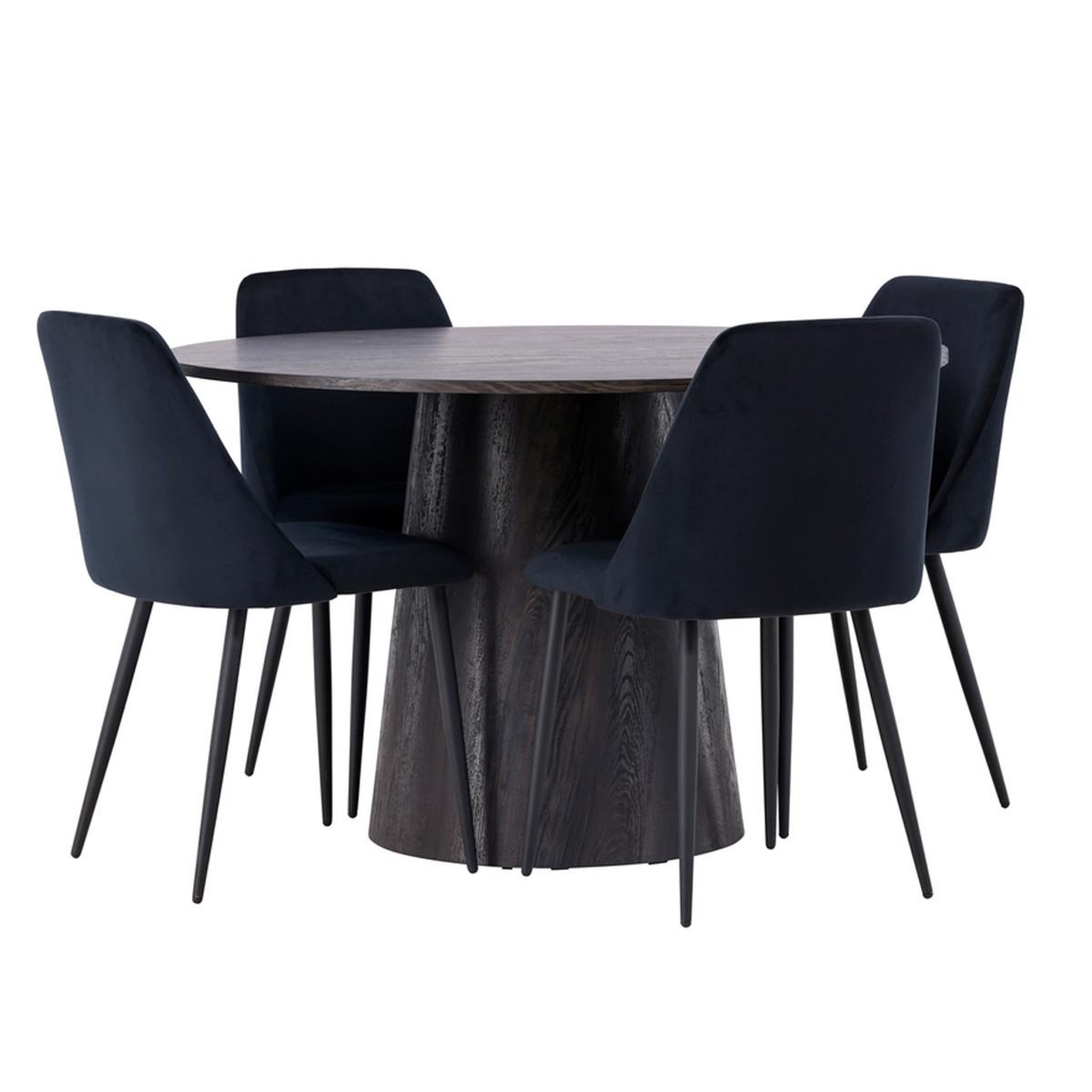 Paris Prix Ensemble table à manger & 4 chaises  lanzo & night  120cm noir & moka