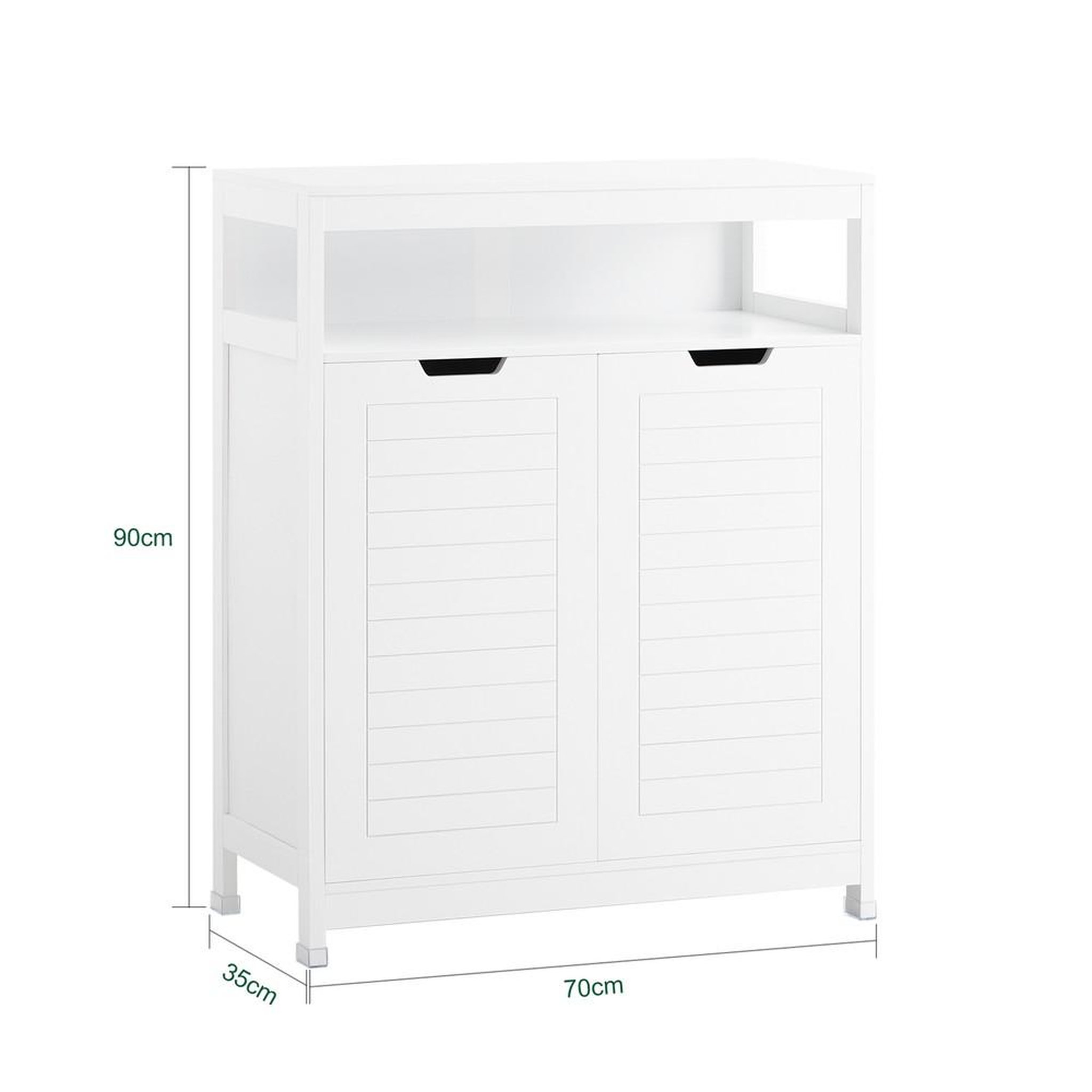 Voir la diapositive 3 : SOBUY SoBuy - Meuble bas de salle de bain à deux portes - Blanc - 70x35x90cm - Minimaliste - BZR121-W