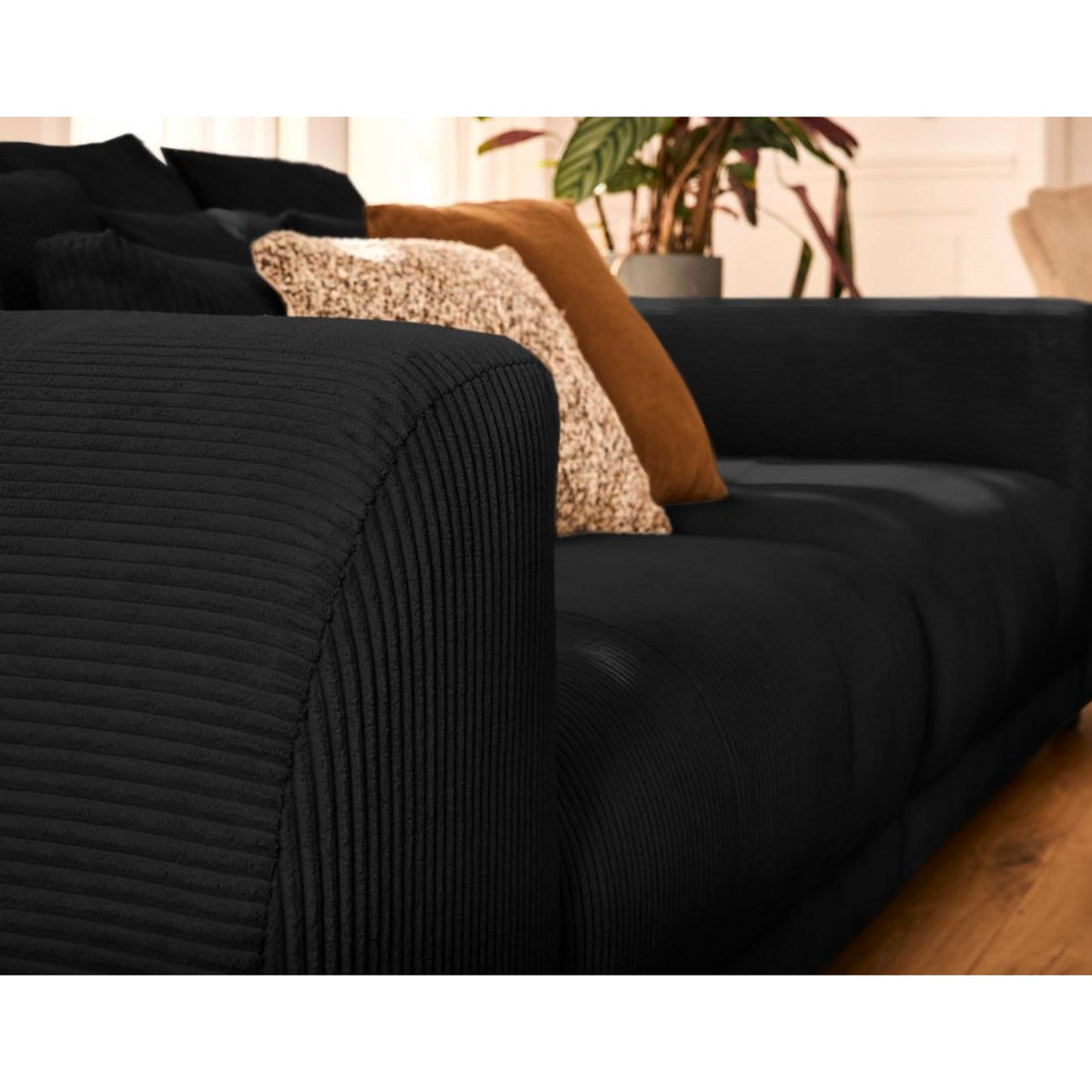 LISA DESIGN Amadora - canapé droit 4 places en velours côtelé