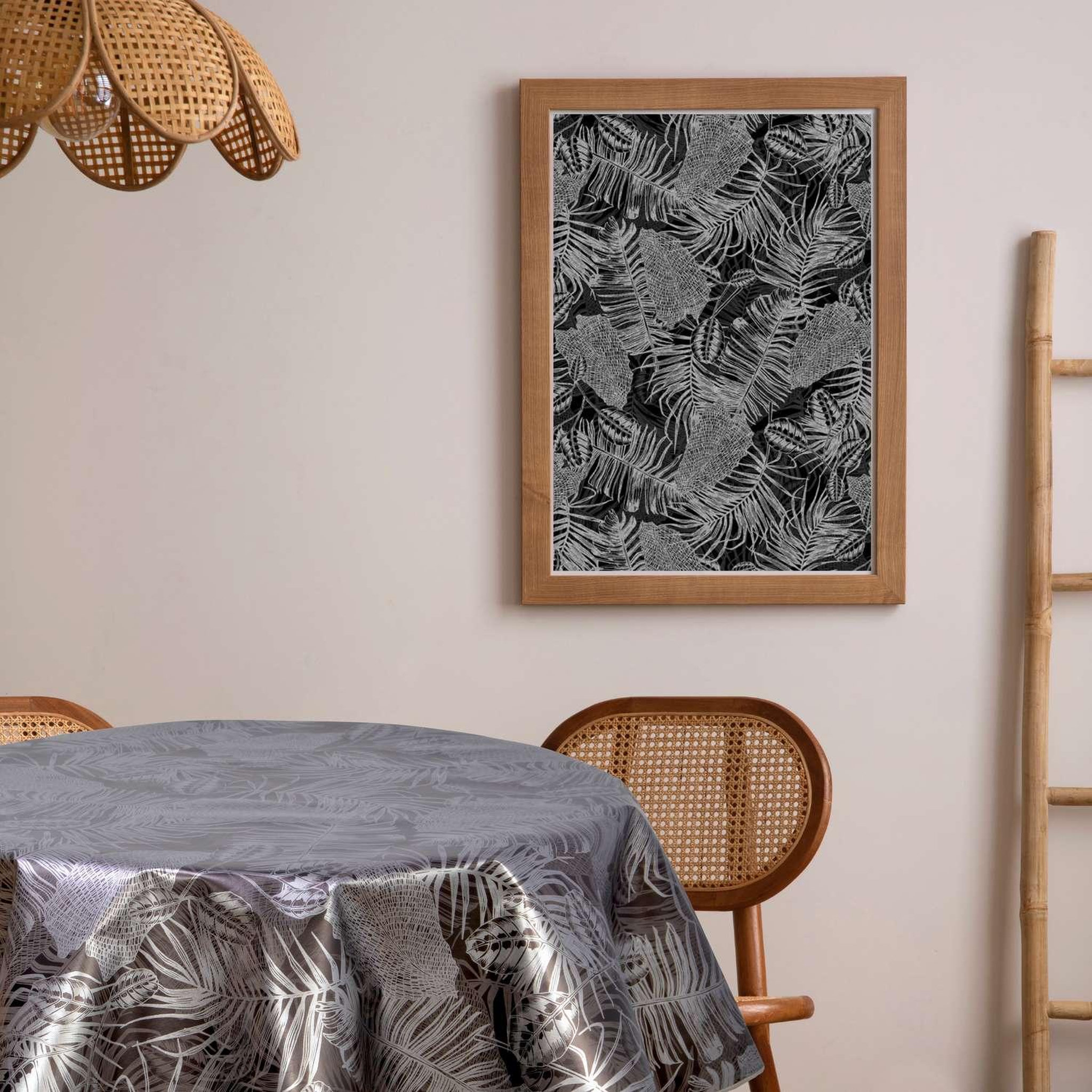 Voir la diapositive 2 : HABITABLE Nappe en toile cirée ronde Vitali - Diam. 150 cm - Noir