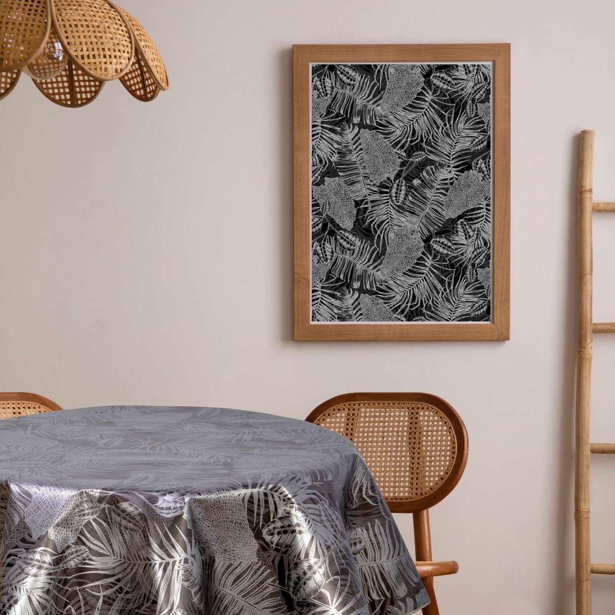 HABITABLE Nappe en toile cirée ronde Vitali - Diam. 150 cm - Noir