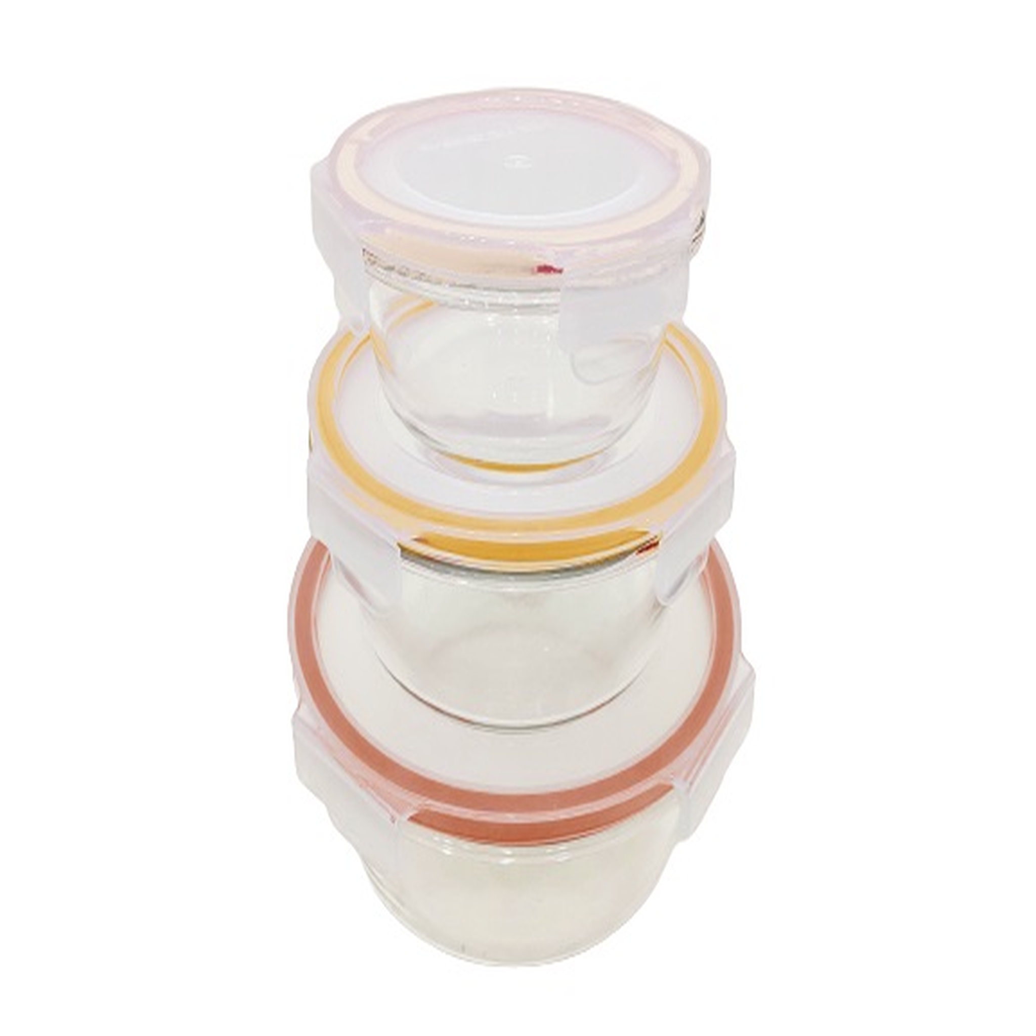 ACTUEL Lot de 3 boites de conservation ronde en verre de borosilicate