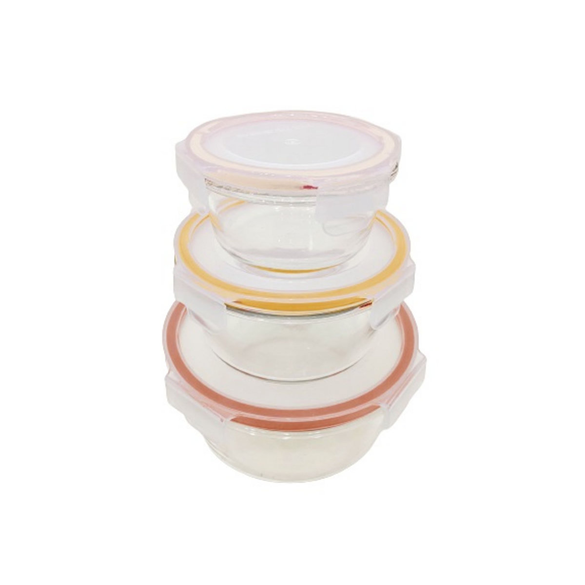 ACTUEL Lot de 3 boites de conservation ronde en verre de borosilicate