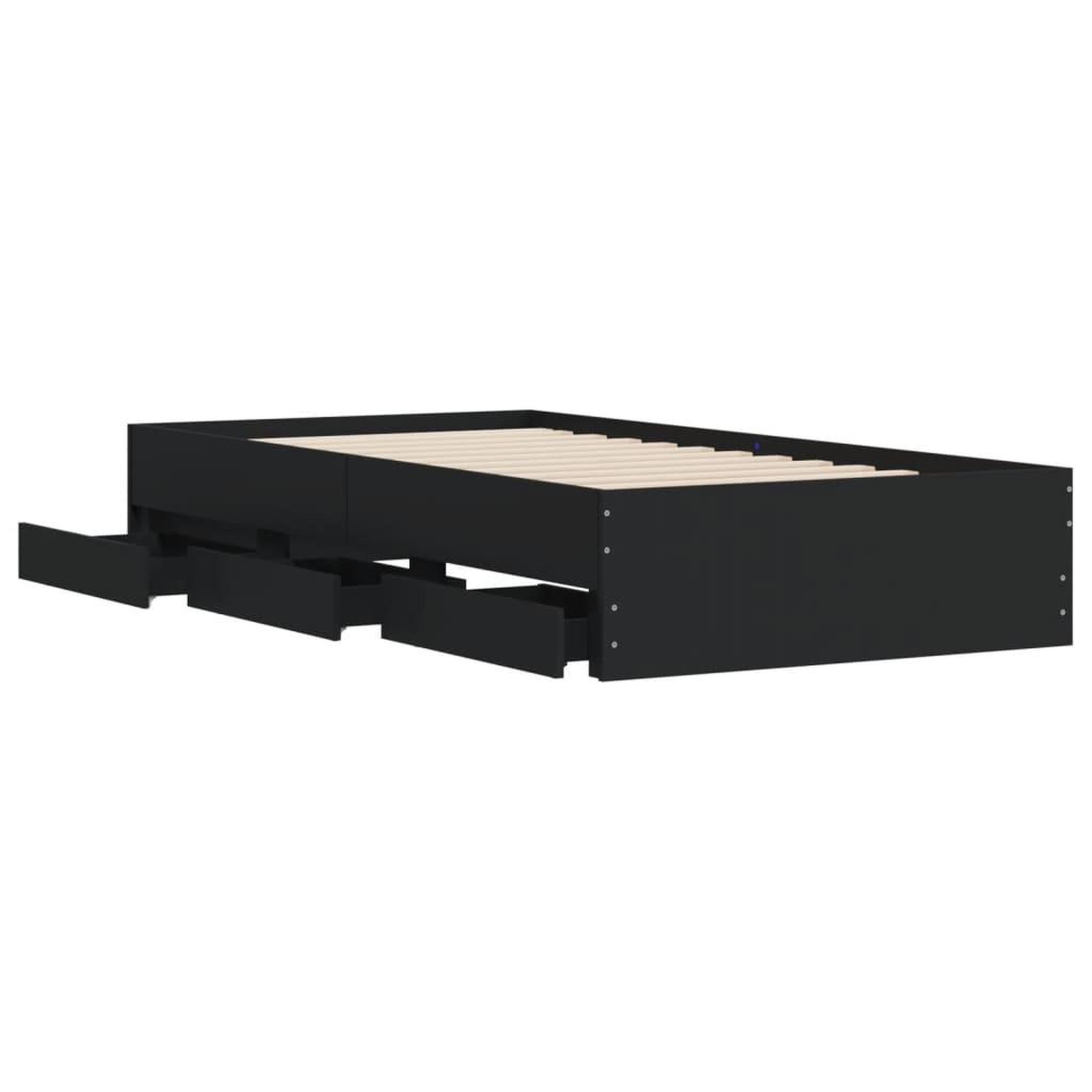 Voir la diapositive 5 : VIDAXL Cadre de lit avec tiroirs sans matelas noir 100x200 cm