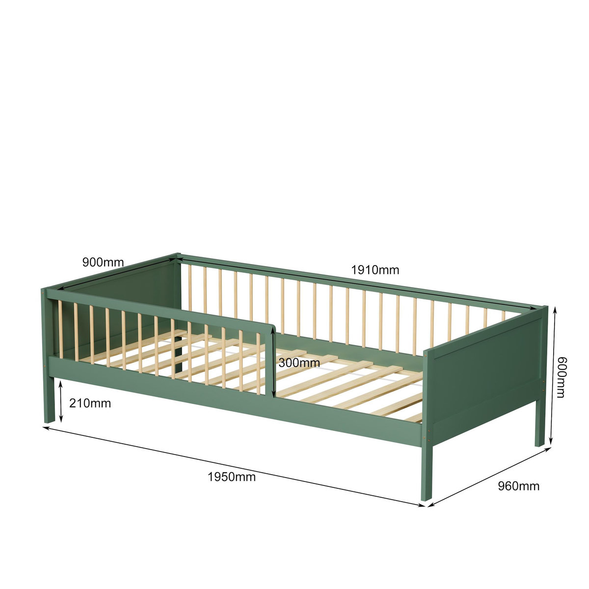 MINEA MINEA | Lit avec barrière PEPITO 90x190 cm (matelas non inclus)