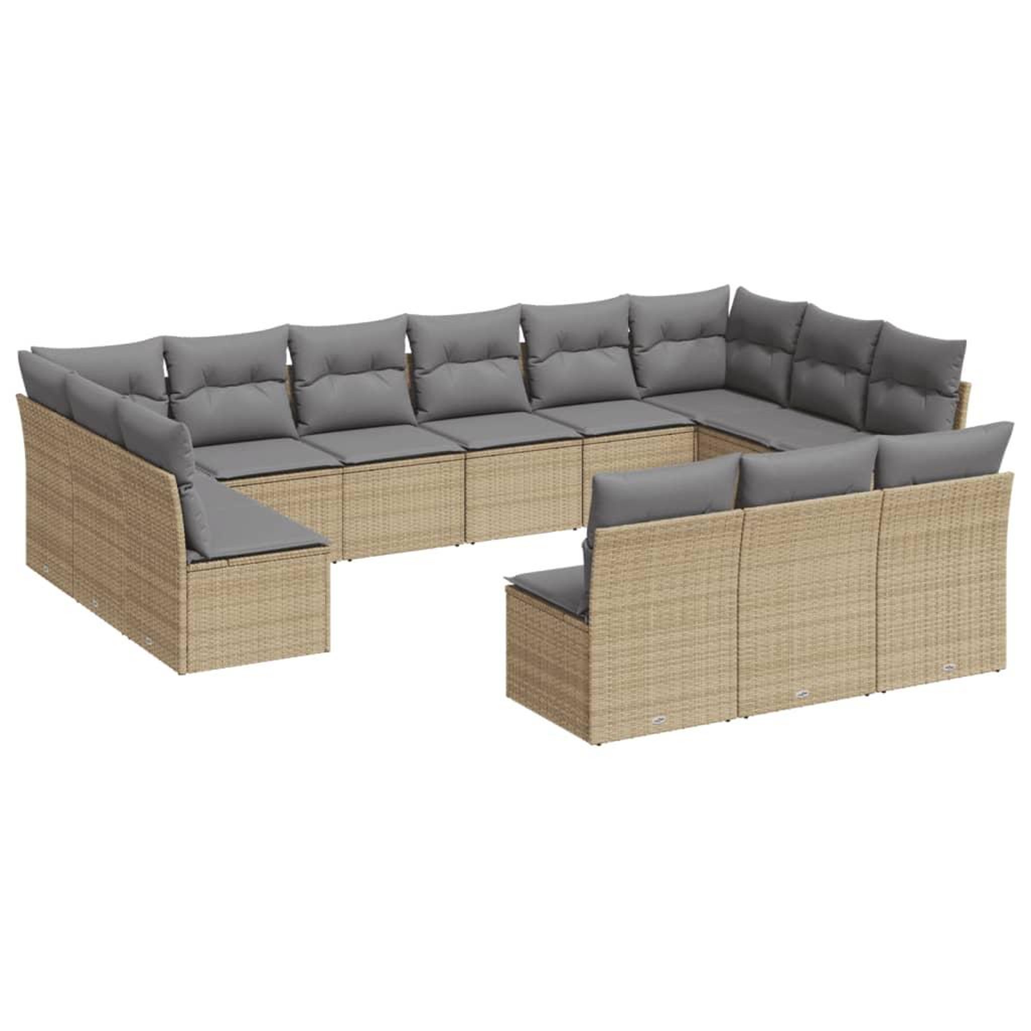 Voir la diapositive 2 : VIDAXL Salon de jardin avec coussins 13 pcs beige resine tressee