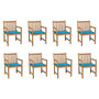 Voir la diapositive 1 : VIDAXL Chaises de jardin lot de 8 avec coussins bleu Bois teck massif
