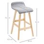 Voir la diapositive 3 : HOMCOM Tabourets de bar style scandinave - lot de 2 tabourets de bar avec repose-pieds - bois de sapin tissu polyester aspect lin gris