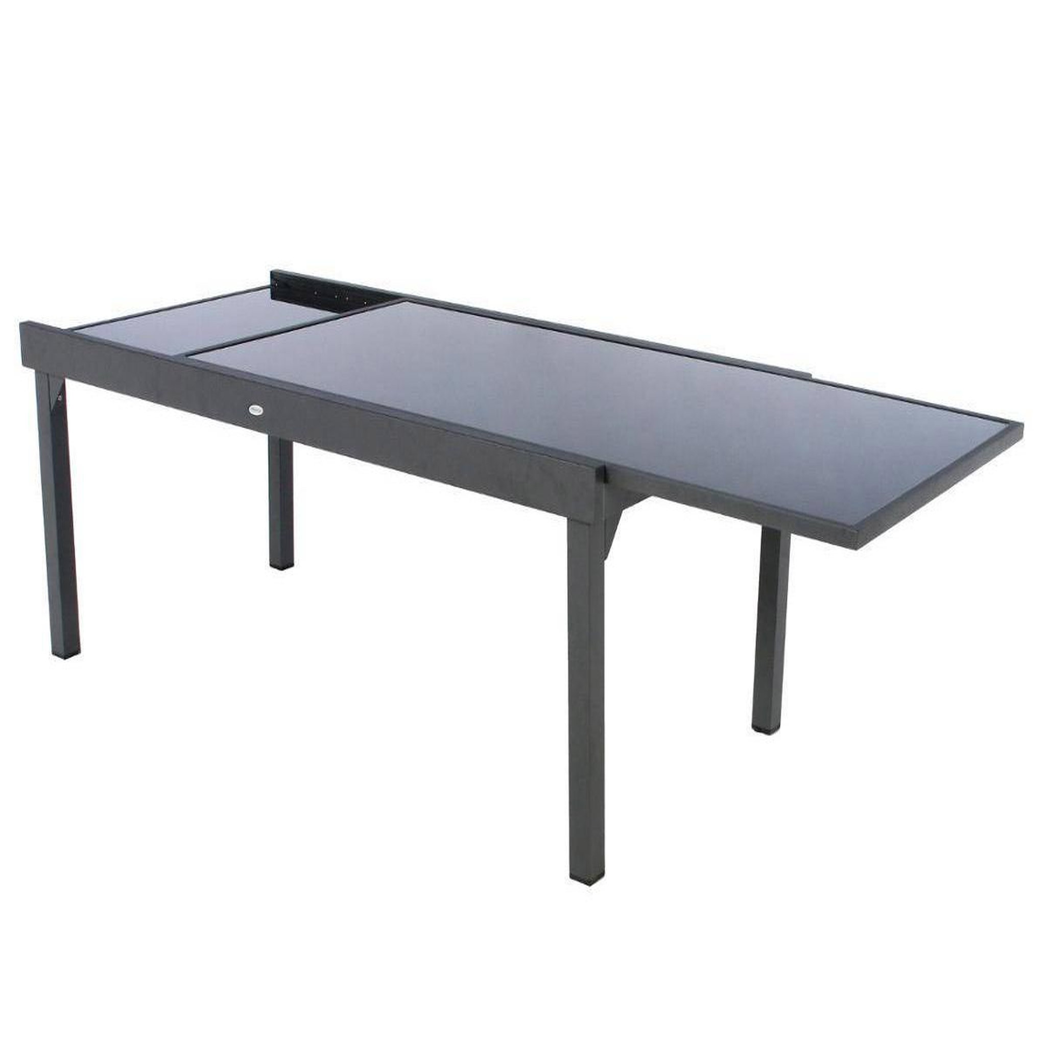 Voir la diapositive 4 : HESPERIDE Table extensible rectangulaire en verre Piazza 8/12 places Gris anthracite - Hespéride