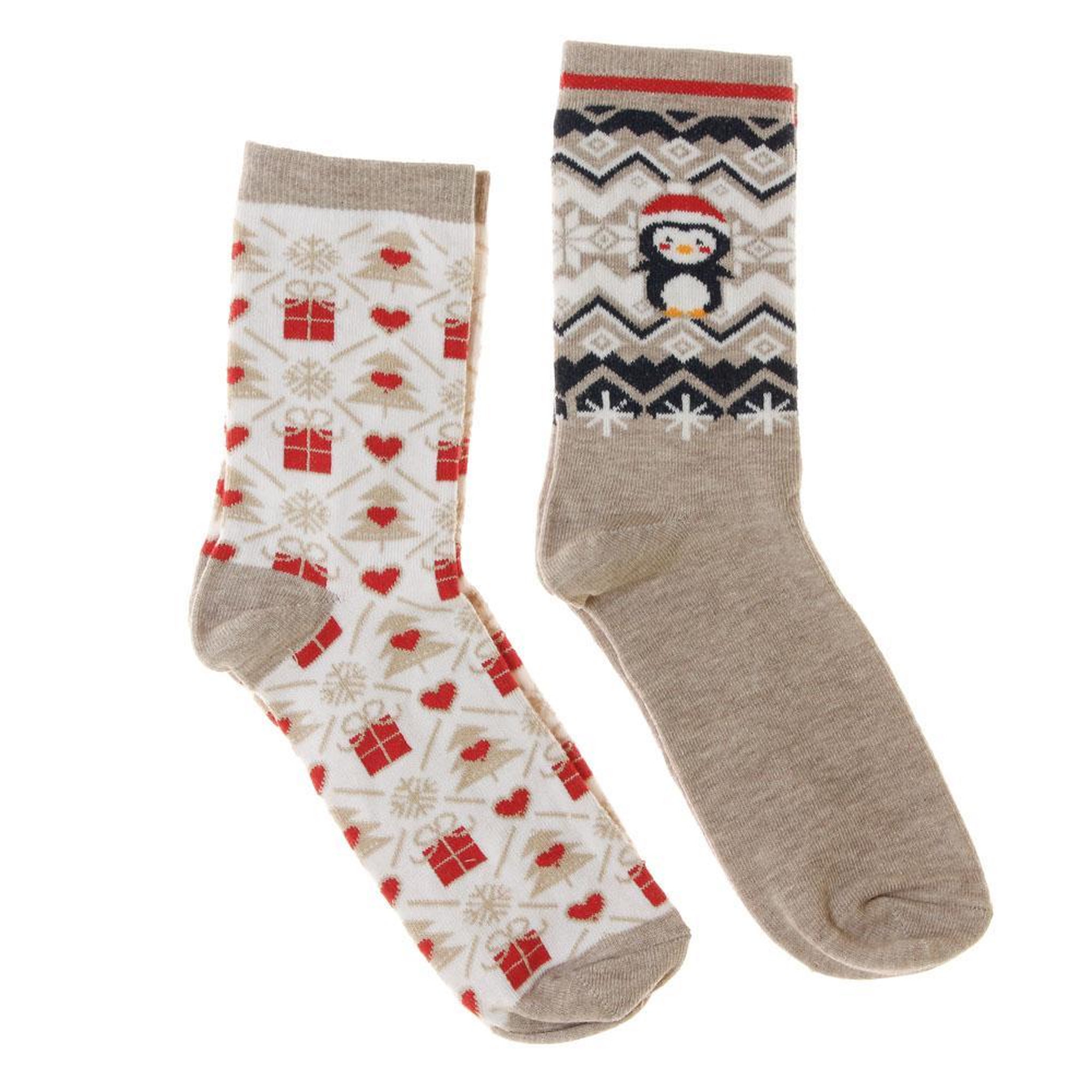 TWINDAY x2 Paires de Chaussettes  Femme Twinday Christmas. Coloris disponibles : Beige