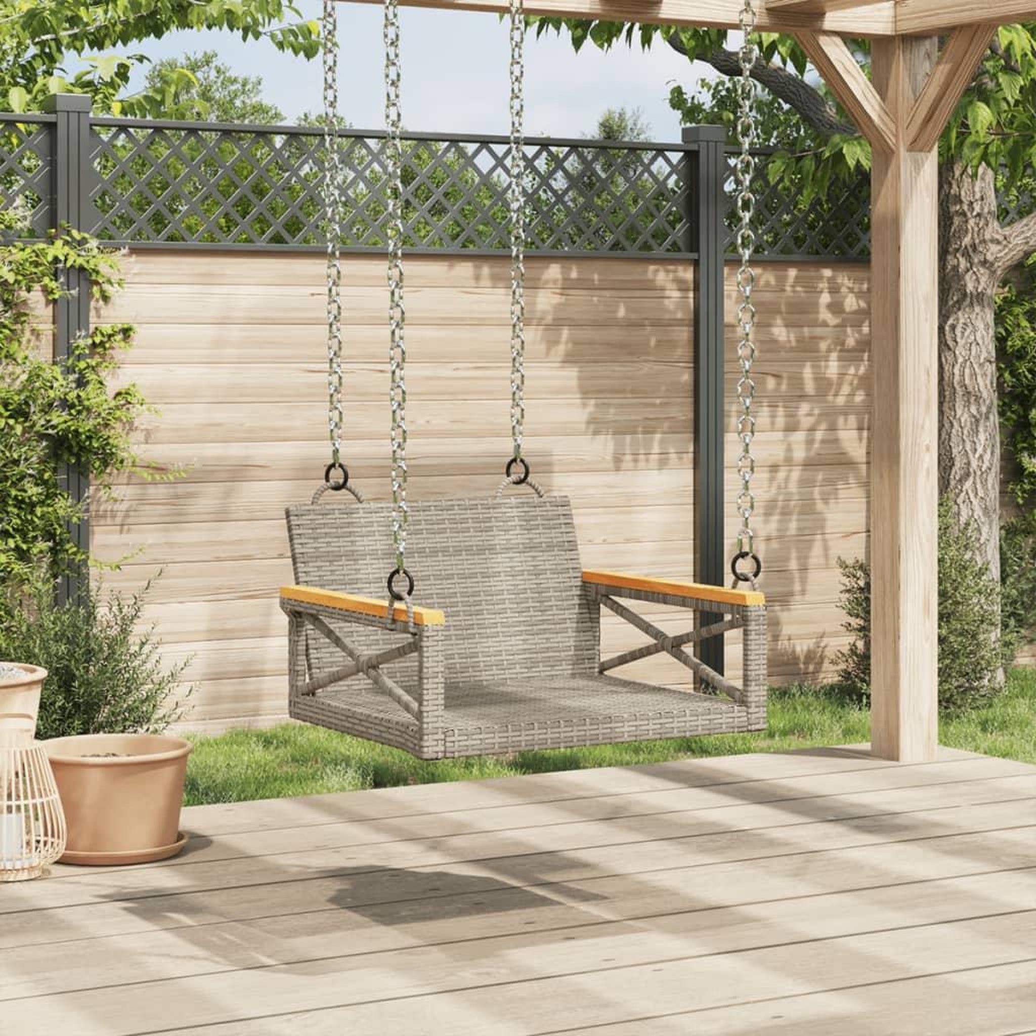 Voir la diapositive 3 : VIDAXL Balancelle gris 63x62x40 cm resine tressee