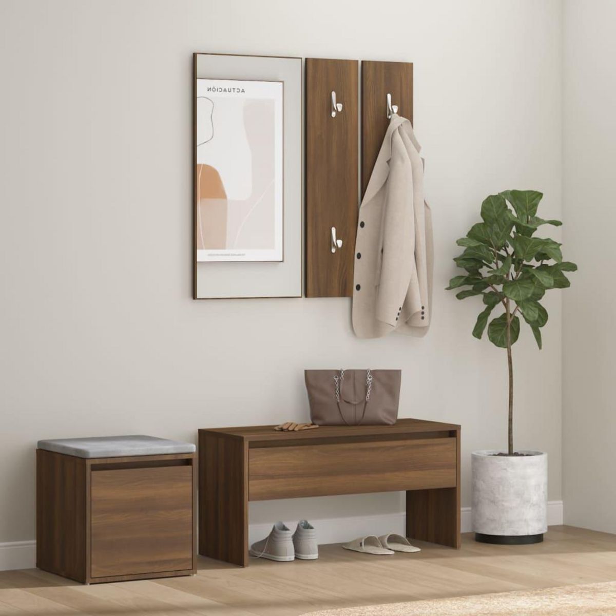 VIDAXL Ensemble de meubles de couloir Chene marron Bois d'ingenierie