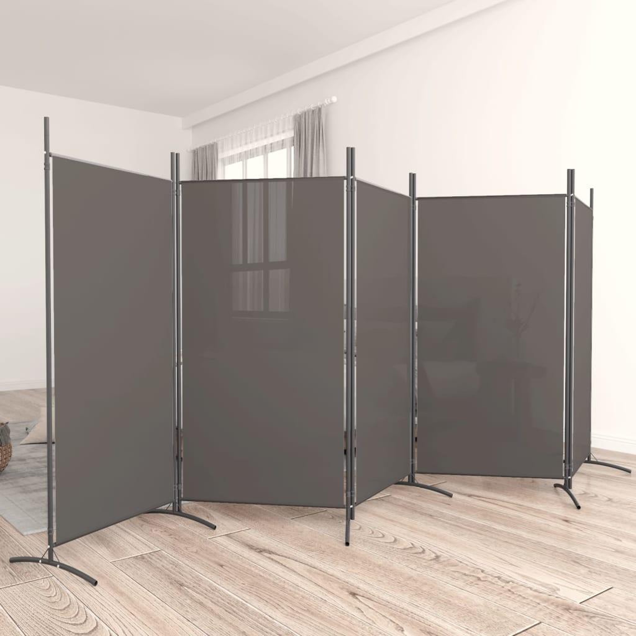 Voir la diapositive 1 : VIDAXL Cloison de separation 5 panneaux Anthracite 433x180 cm Tissu