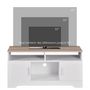 Voir la diapositive 4 : HOMCOM Meuble TV Banc TV en Bois Grand Espace de Rangement avec 2 Compartiments Ouverts 2 Armoires à Porte Une Armoire Ouverte 105 x 40 x 52 cm Blanc