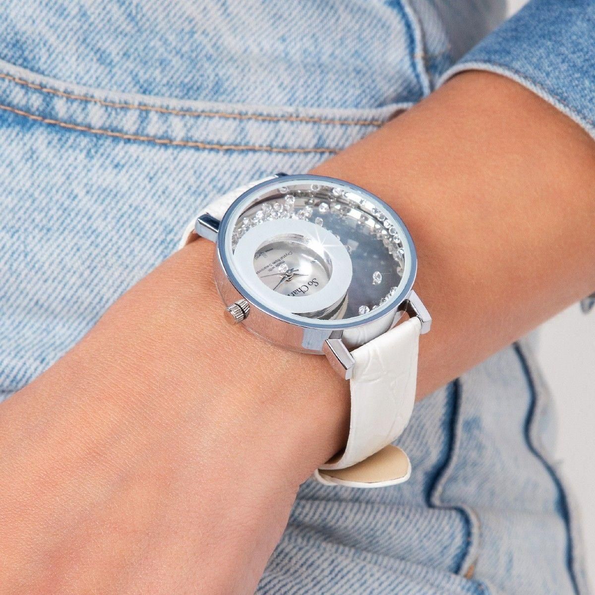 SC CRYSTAL Montre Luna SC Crystal ornée de Cristaux scintillants