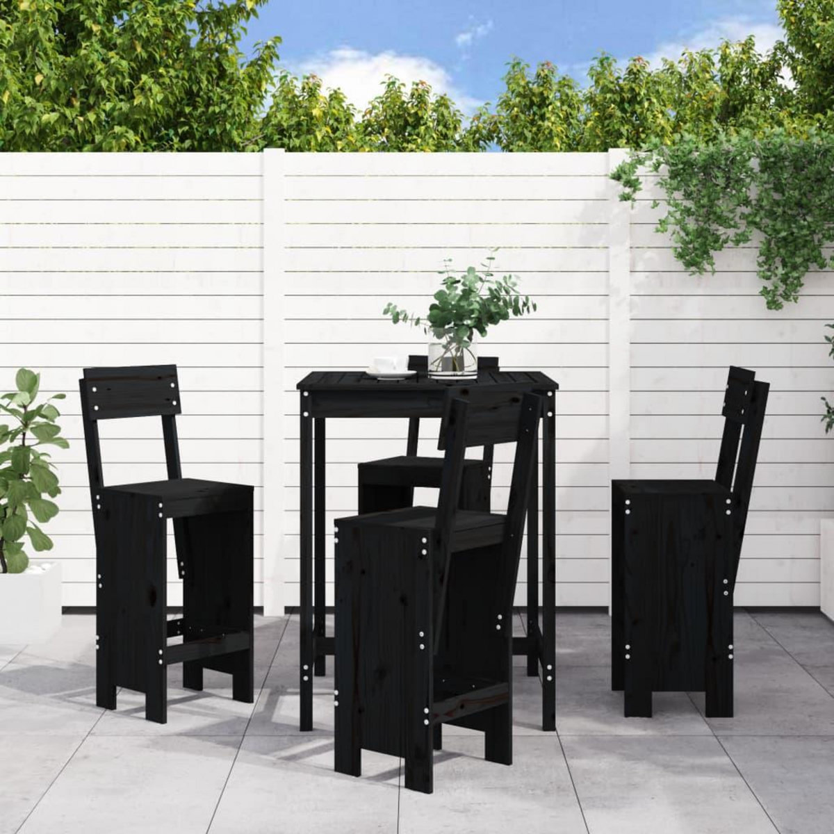 VIDAXL Ensemble de bar de jardin 5 pcs noir bois de pin massif