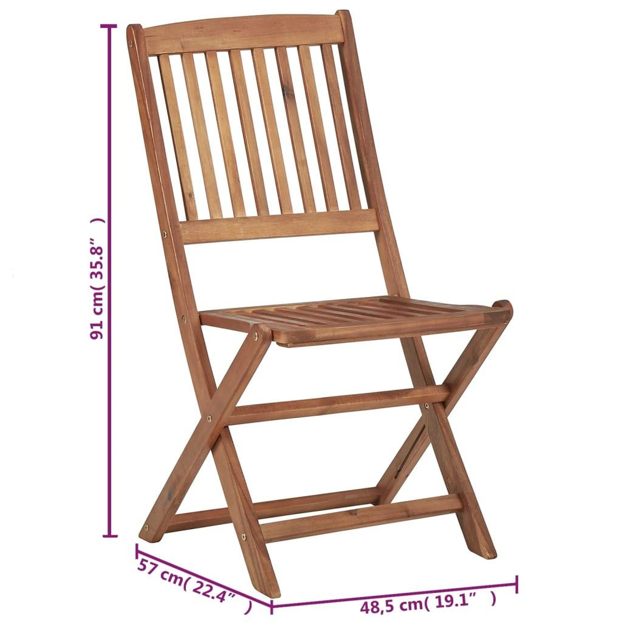 Voir la diapositive 6 : VIDAXL Chaises pliables de jardin lot de 6 avec coussins Bois d'acacia