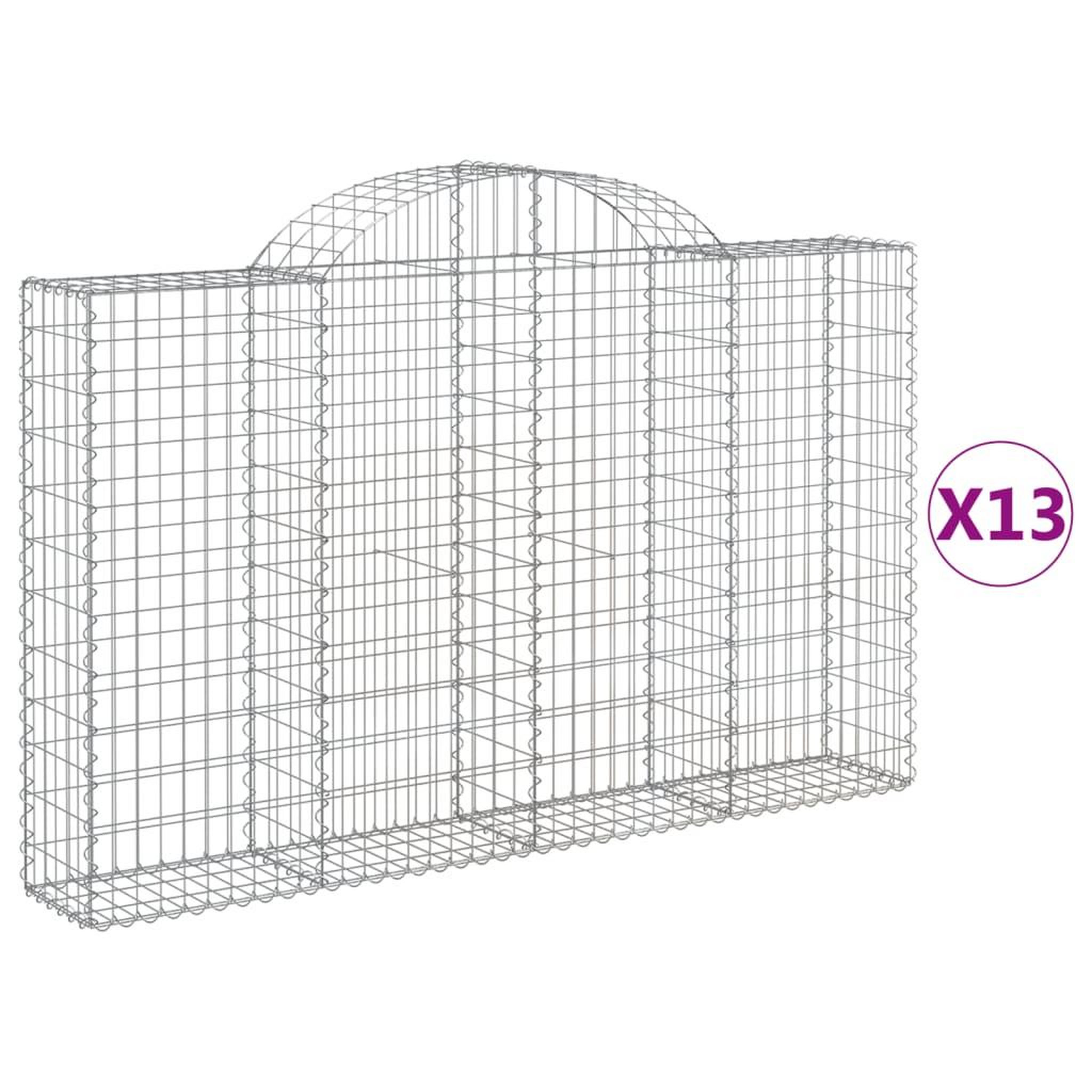 Voir la diapositive 2 : VIDAXL Paniers a gabions arques 13 pcs 200x30x120/140 cm Fer galvanise