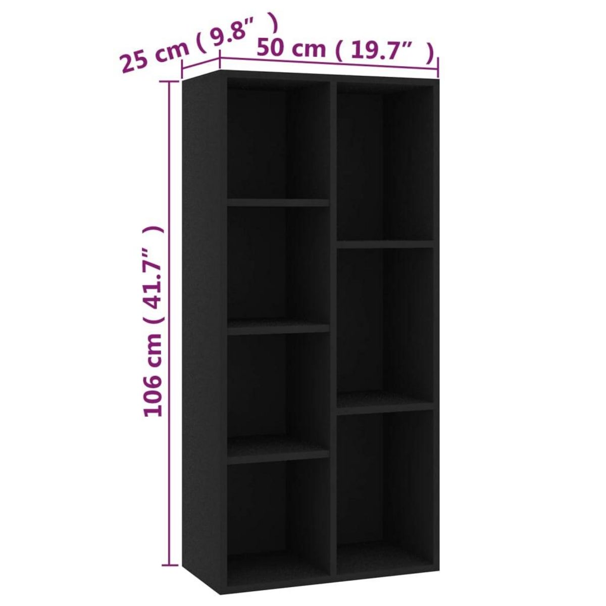 VIDAXL Bibliotheque Noir 50x25x106 cm Bois d'ingenierie